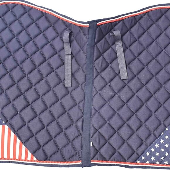 USA Flag All Purpose English Saddle Pad with Matching Fly Bonnet – Handmade Jump - Picture 3 of 8